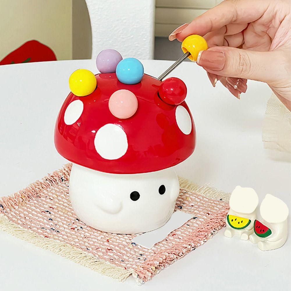 Anti-scald Dessert Salad Fork Rustproof Cute Toothpick with Holder  Party Supplies