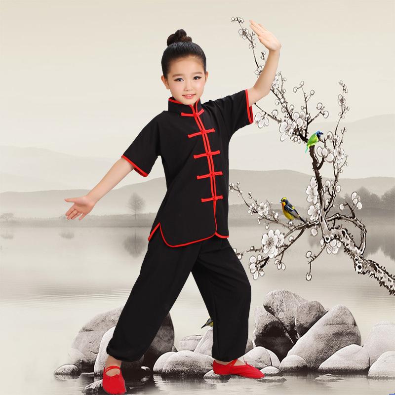 Youth Martial Arts Performance Costumes: Short Sleeve Tai Chi & Kung Fu Wear for Children