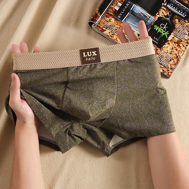 

Мужские супертонкие хлопковые боксеры-брифы - Дышащие, средней посадки, больших размеров, летние плавки L зелёный