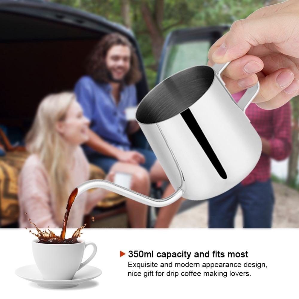 

Stainless Steel Gooseneck Kettle Hanging Ear Pour Over Kettle Durable Coffee Maker Coffee Brewing Silver 350mL