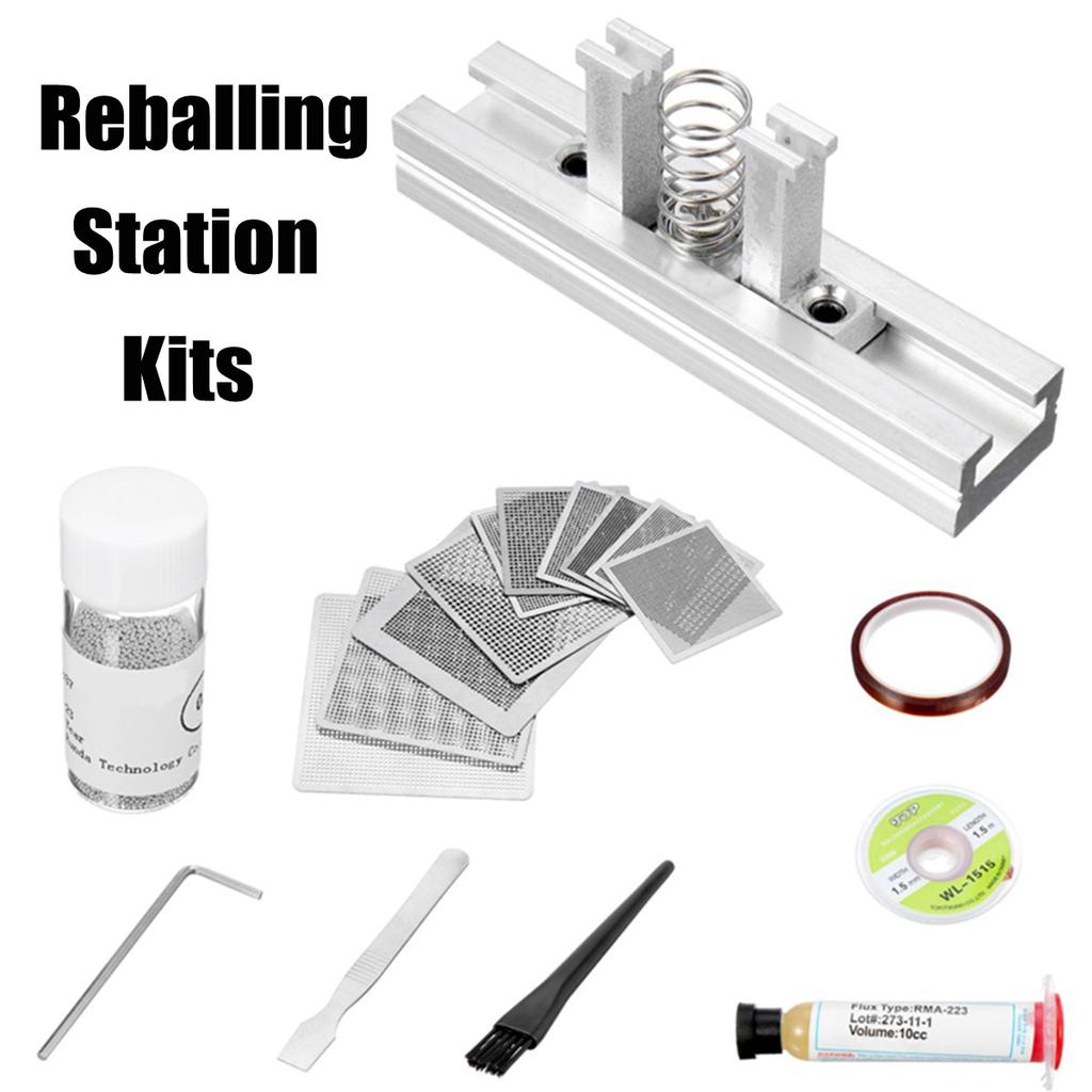 BGA Reballing Station Solder Rework Kit Soldering Steel Stencils Tin Ball Set
