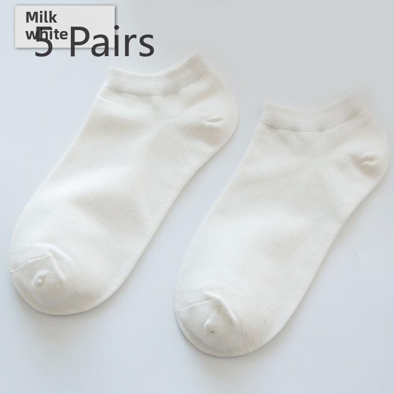 5 Pairs of Men's Retro Solid Color Short Tube Invisible Breathable Sweat Absorption Shallow Mouth Boat Socks
