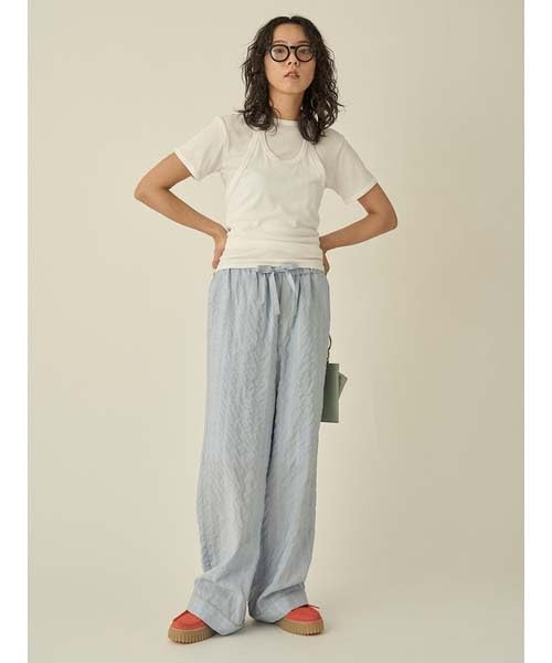 Emi LBLU Women's Semi-Sheer Pajama-Like Pants, 13WFP251070,