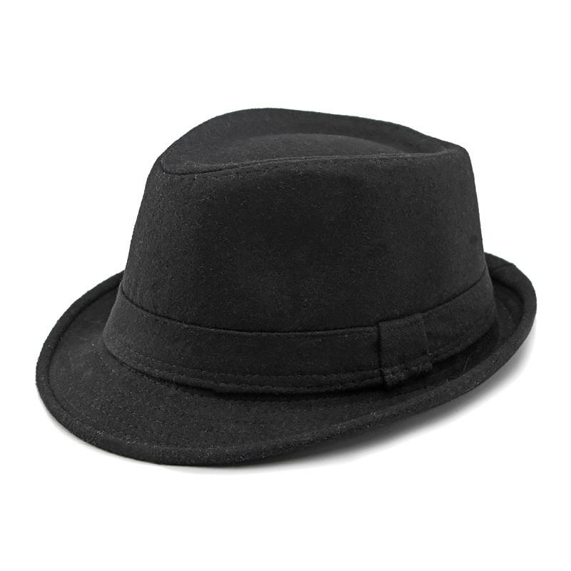 Hat for Men New Autumn Winter Style British Style Men's Jazz Hat Simple Plain Woolen Hat Middle-Aged and Elderly Gentleman's Hat