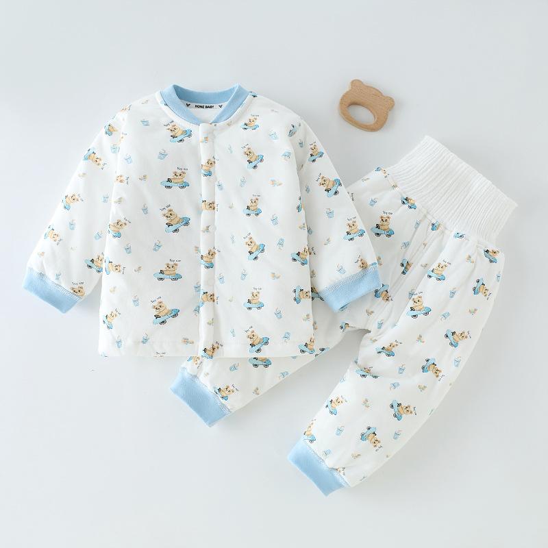 Infant and Toddler Set with Three-layer Cotton Jacket for Male and Female Babies To Keep Warm Cotton Underwear Set