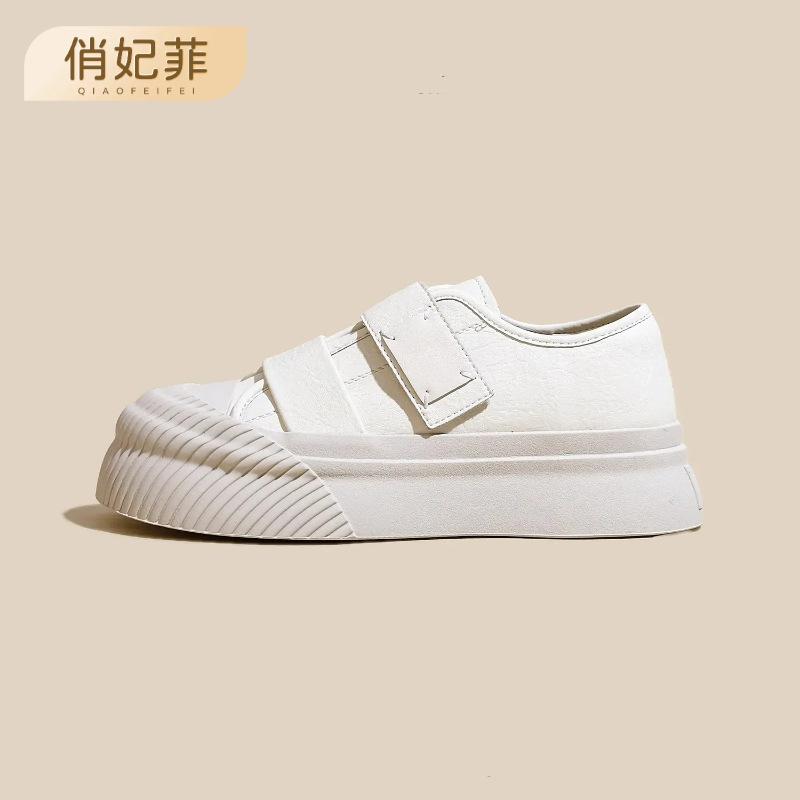New Spring Biscuit Shoes Big Round Head Velcro Biscuits Platform Casual Shoes Women's Little White Shoes Board Shoes Women's Shoes