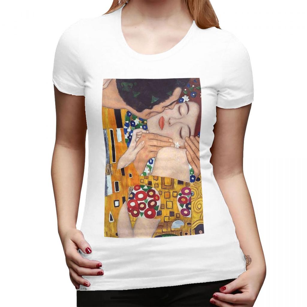 The Kiss By Gustav Klimt TShirt for Women Crew Neck Streetwear T Shirts Womens Tees Short Summer Clothes Tops