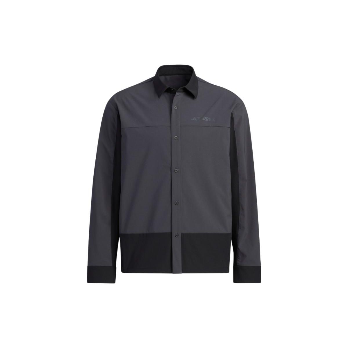 Adidas Solid Color Logo Letter Print Single-Breasted Long Sleeve Shirt Unisex shirts Black IC7988 XXL