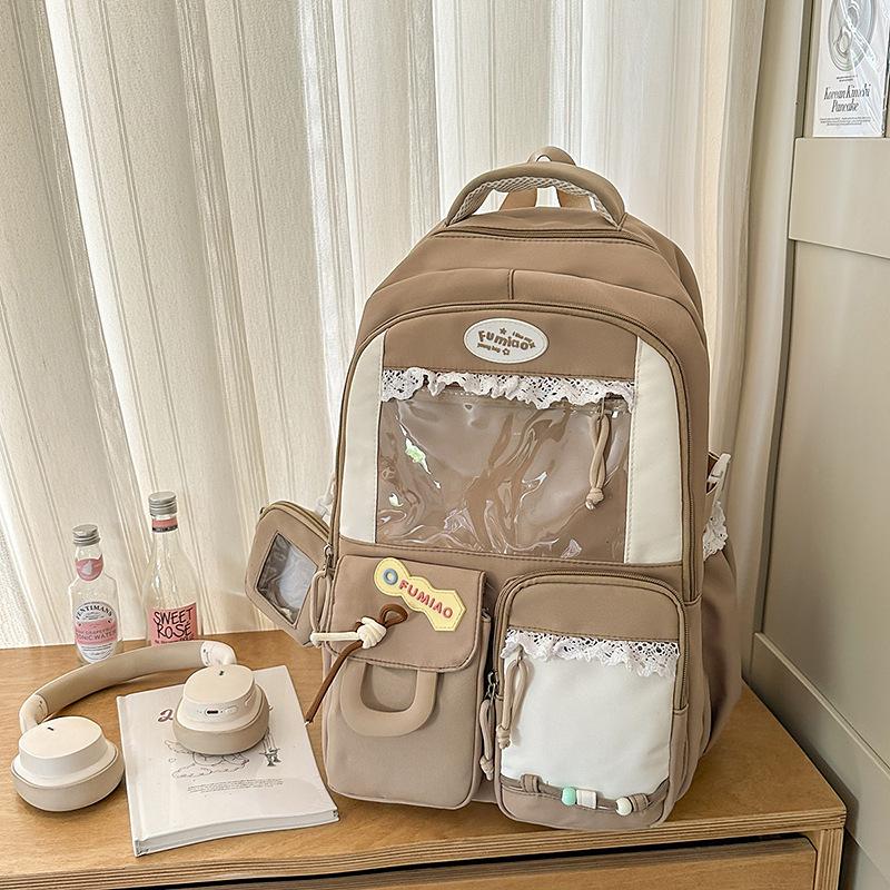 New Japanese High Value Ins Pain Pack Junior and Senior High School Students' Backpacks  Cute Contrast Color Large Capacity Backpacks.