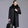 Middle-aged and Elderly Men's Removable Woolen Woolen Woolen Coat with Real Fur Collar and Velvet Thickened Daddy Coat