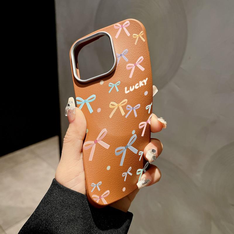 Lovely Bowknot Print Slim Matte for Magsafe Case For iPhone 16 Pro Max 15 14 Pro 13 12 11 Soft TPU Leather Texture Shockproof Magnetic Phone Cover