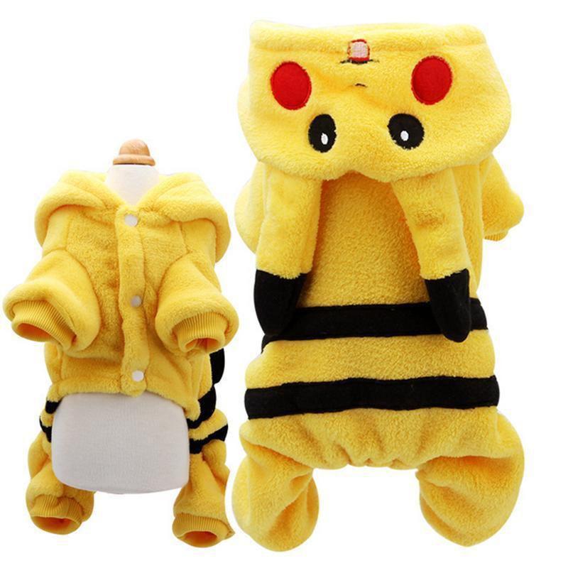 Roztomilý kostým pro mazlíčky Pokémon Go s designem Pikachu s kapucí pro psy a kočky