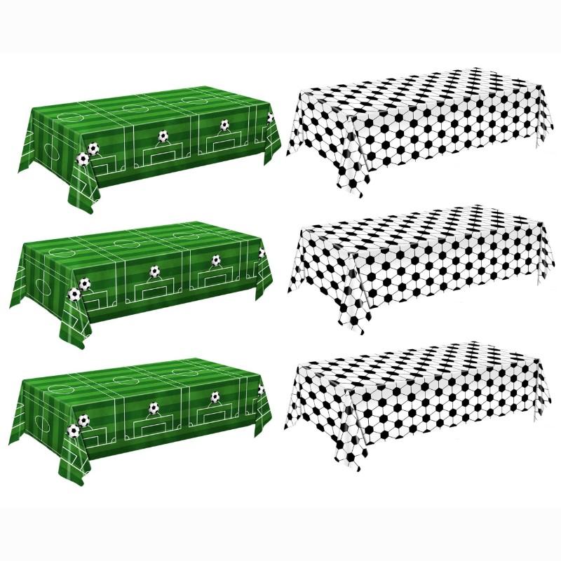 A03F-2026 Football Theme Party Disposable Tablecloth 54 X 107.8 Inch Soccer Plastic Tablecloth