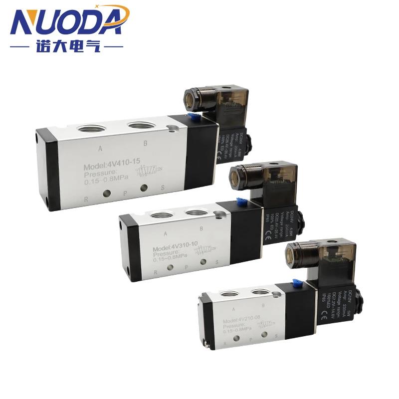 Pneumatic Electric Solenoid Valve 5 Way 2 Position Control Air Gas Magnetic 4V110-06 4V210-08 4V310-10 4V410-15 DC12V 24V AC220V Ventilation Valves 4