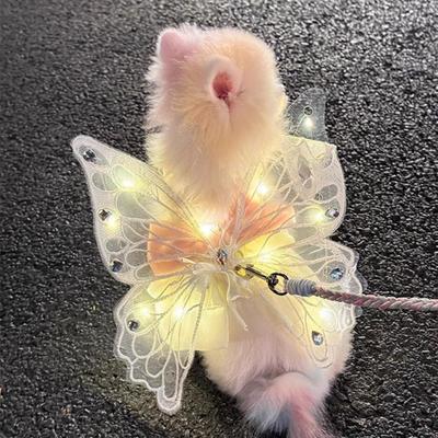 Dog Fairy Wings Light Up Butterfly Wings Pet Costume Embroidered Butterfly Wings with Lights for Parties