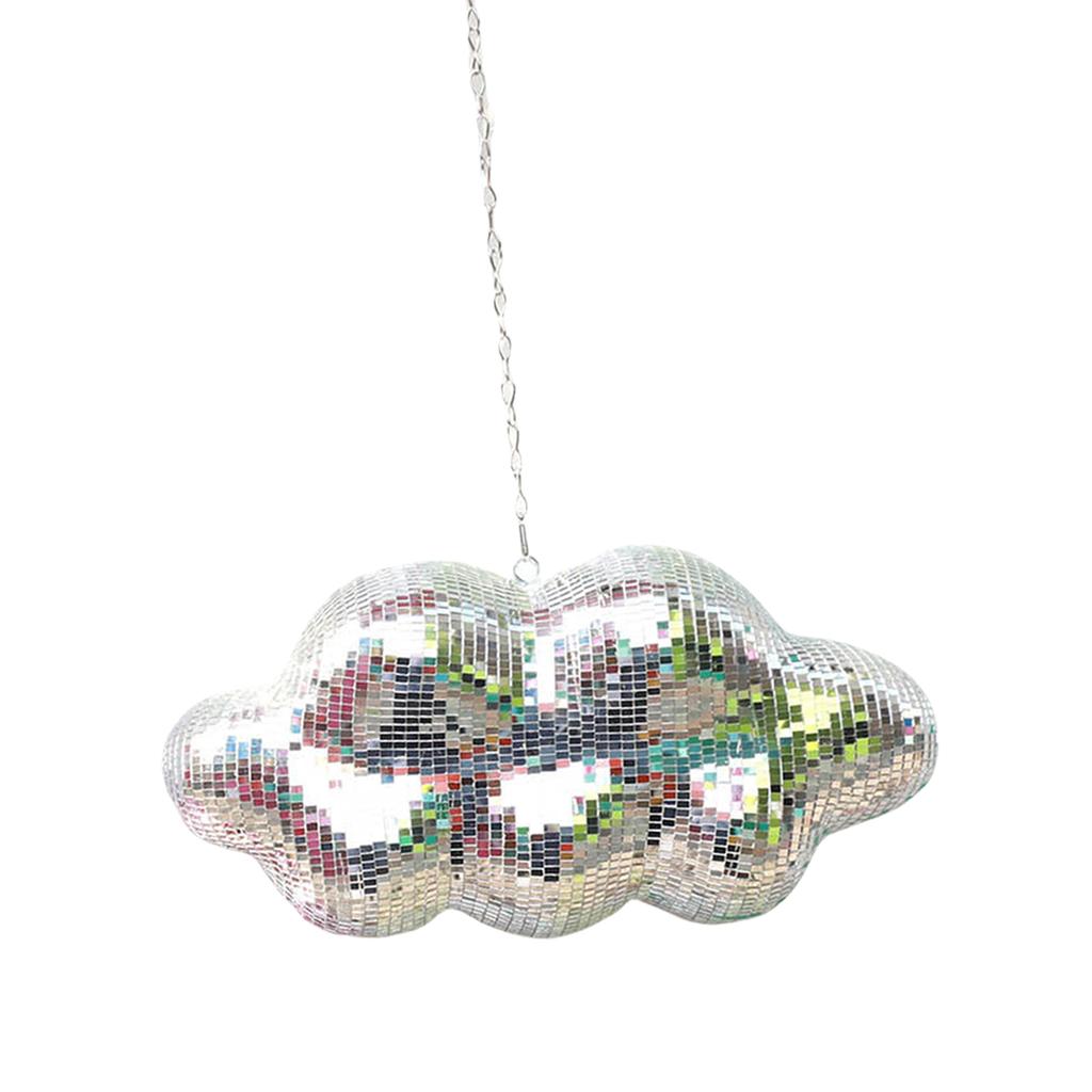 Retro Cloud Shape Discos Balls Hanging Ornament Reflective Mirror Balls with Chain for Festival Parties and Event Decors