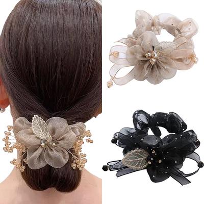 Flower Hair Ties Fashionable And High-end Large Intestine Hair Ties Bead Hair Tie Accesorios Para El Cabello Hair Accessories