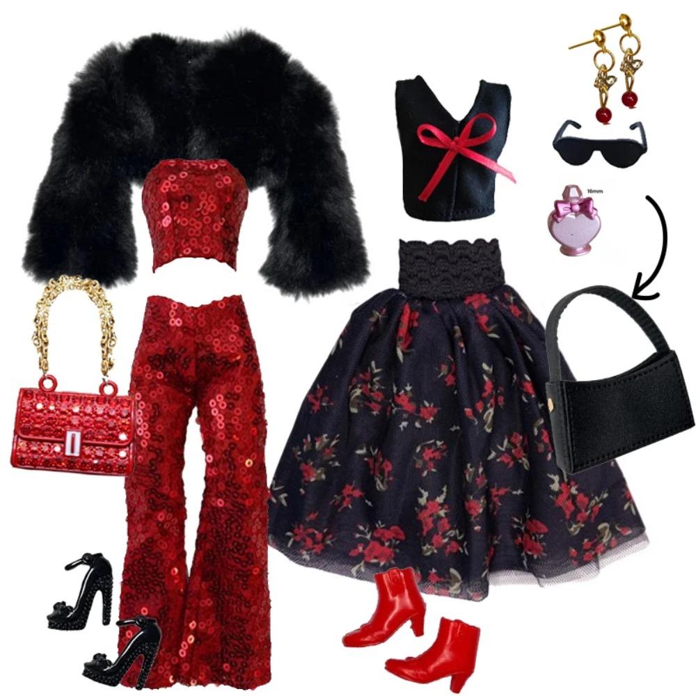 Doll Clothes Deluxe Fashion Pack Tea TIME Black & RED Classic Set for 11.5” Doll