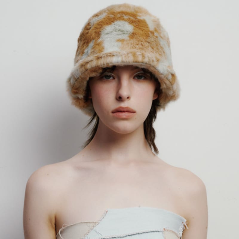 Poesiedame [Life PORTRAIT] Fur Meatel Hat In Aqua Mix