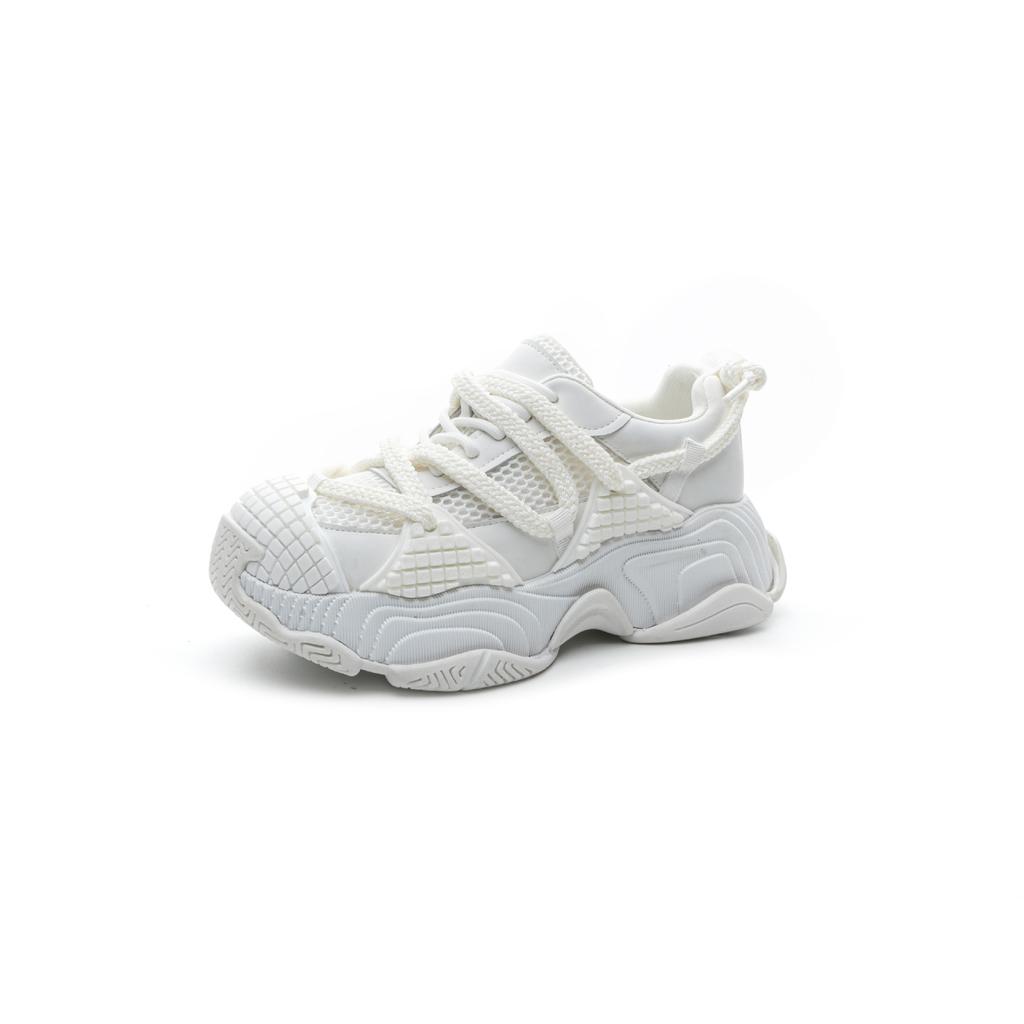 Leather 25 Years Old Summer New Mecha Dad Shoes Women Round Head Mesh Mesh Shoes Thick Sole Heightening Splicing Casual Shoes Women