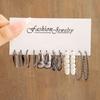 Boho Silver Color Earrings Set for Women Vintage Heart Pearl Metal Geometric Twist Hoops Earrings 2024 New Trendy Jewerly Gifts