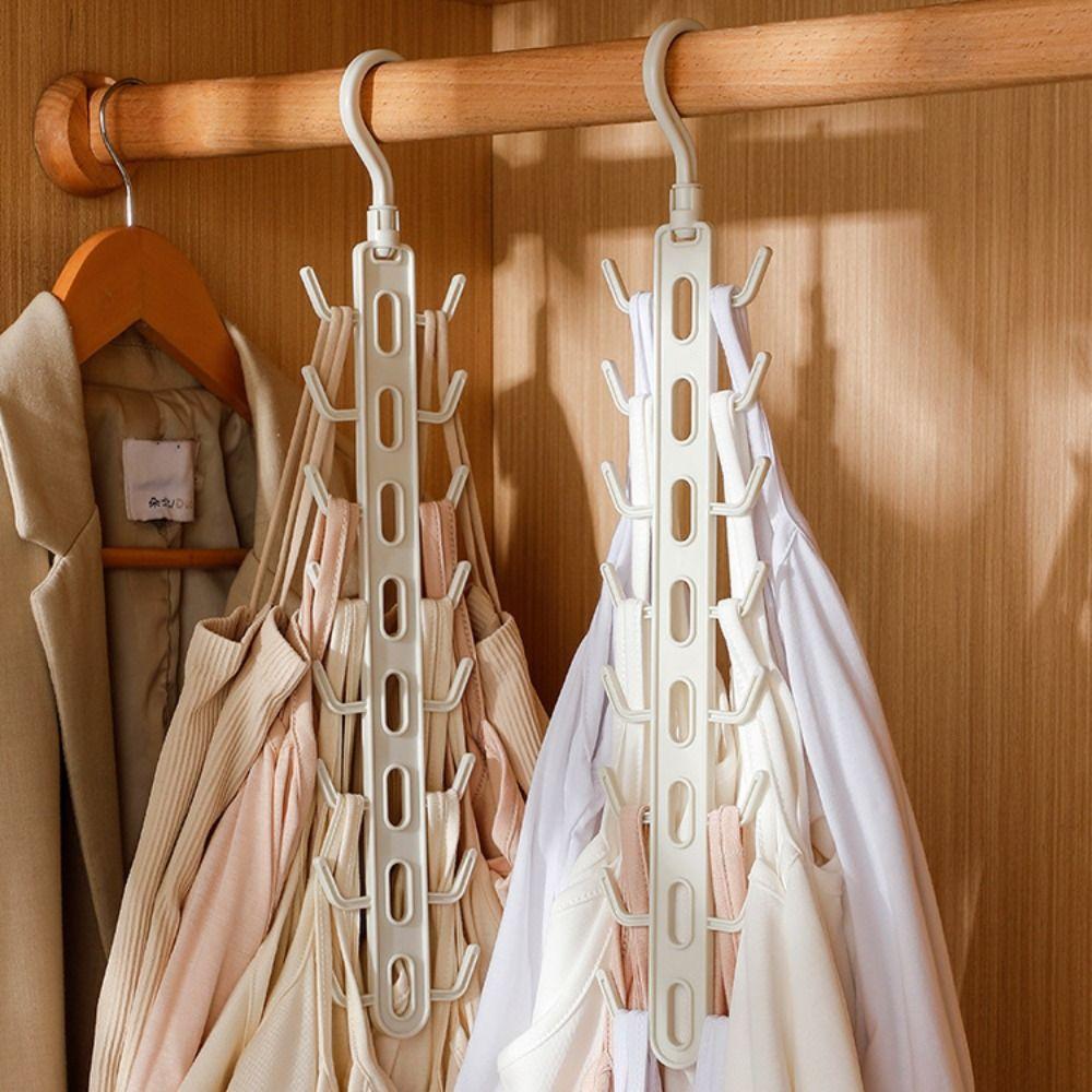 16 Hooks Multifunctional Suspender Hanger 360 Rotatable Space Saving Closet Hook Durable Underwear Vest Storage Hooks