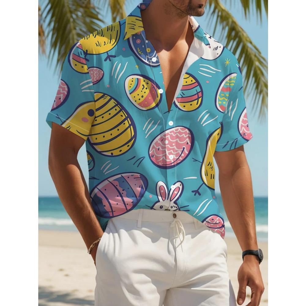Summer Men's Stylish Beach Shirt Hawaiian Style Casual Man Short Sleeve Fashion Print Breathable Party Outfit Tops