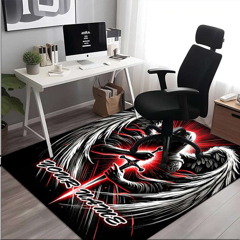 1PC Custom Name Angel Darkness Theme Floor Mat Ideal for Living Room, Game Rooms, Office, Bedroom,Floor Mat Playful Design