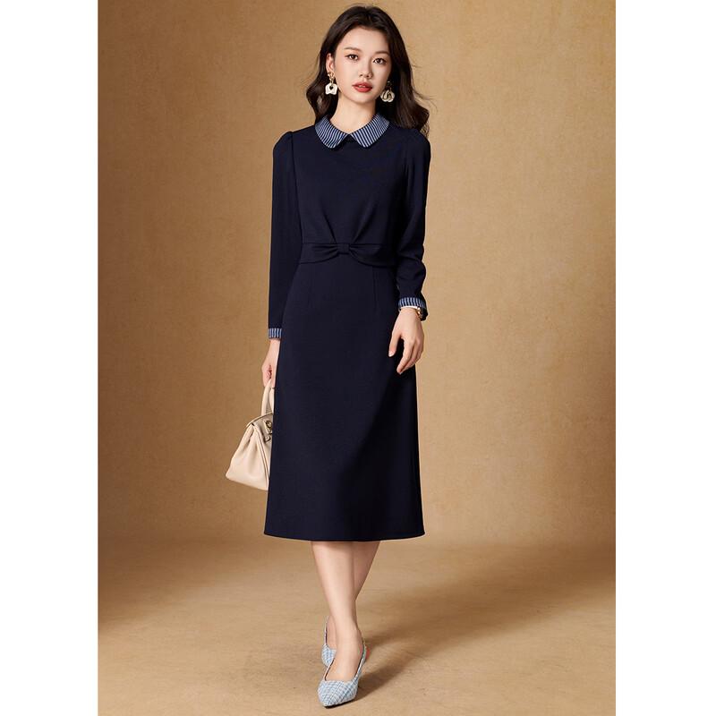 Women's Versatile Faux Two-Piece Plaid Lapel Dress
