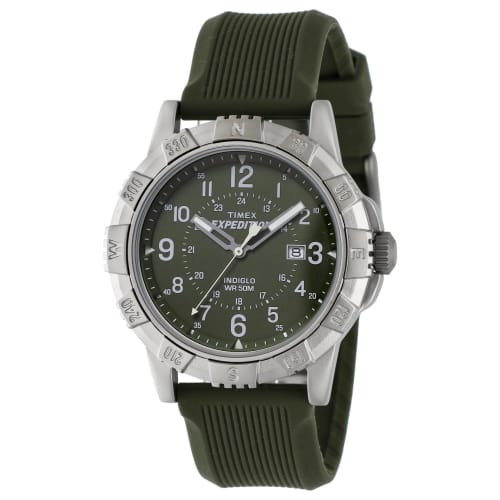 TIMEX Men's Expedition Cat Midsize Watch TW4B32100, Quartz Movement, 50M Water Resistance, Mineral Glass, Olive Dial, Stainless Steel