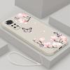 Blomster Silikondeksel For Xiaomi Redmi Note 11 Pro Plus 11pro+ 5G 10 8 9 Pro Max 9t 9s 10s Sommerfugl Telefondeksel med Lanyard
