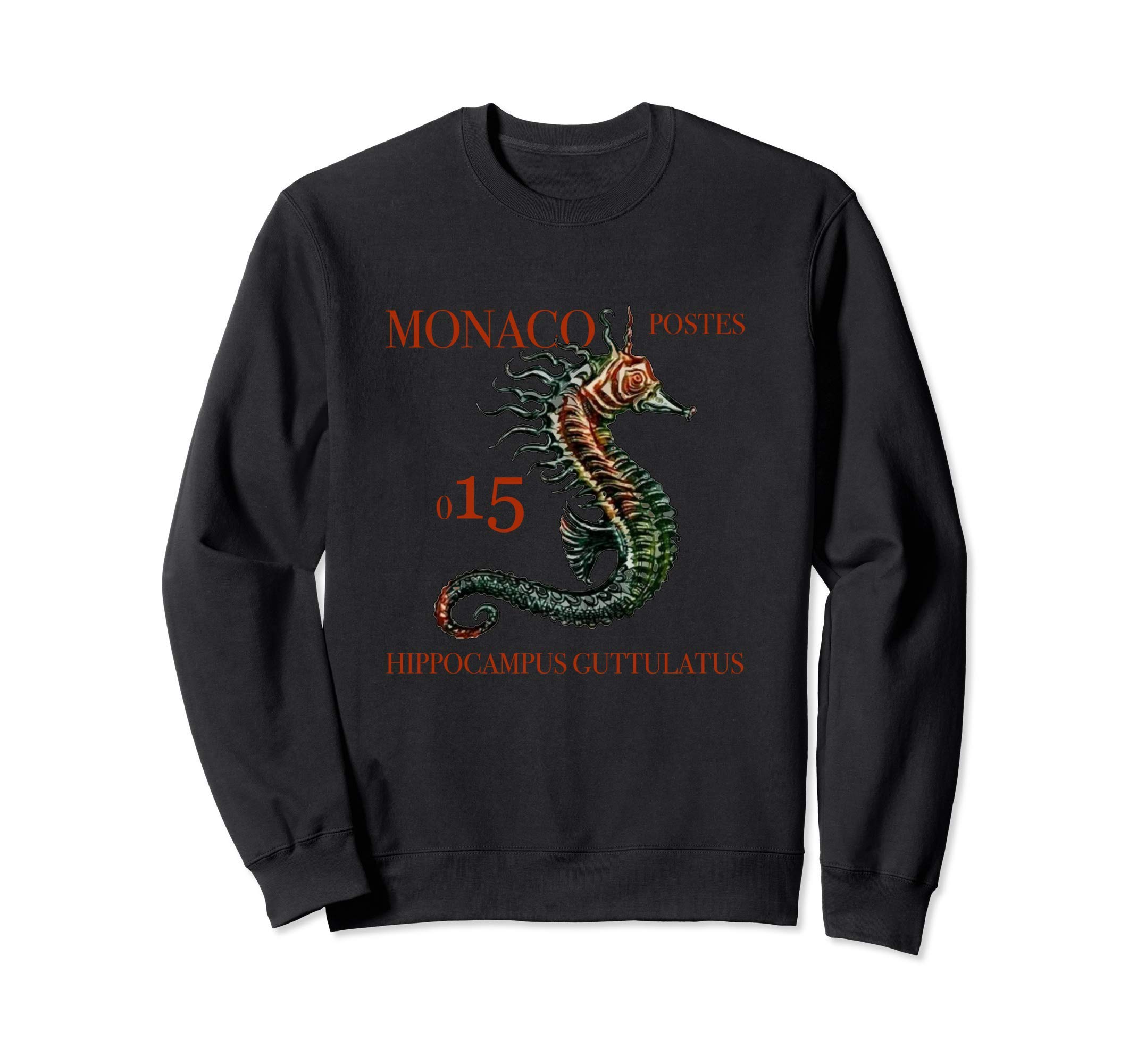 

Hippocampus Guttulatus Monaco Seahorse Vintage Stamp Sweatshirt чорний