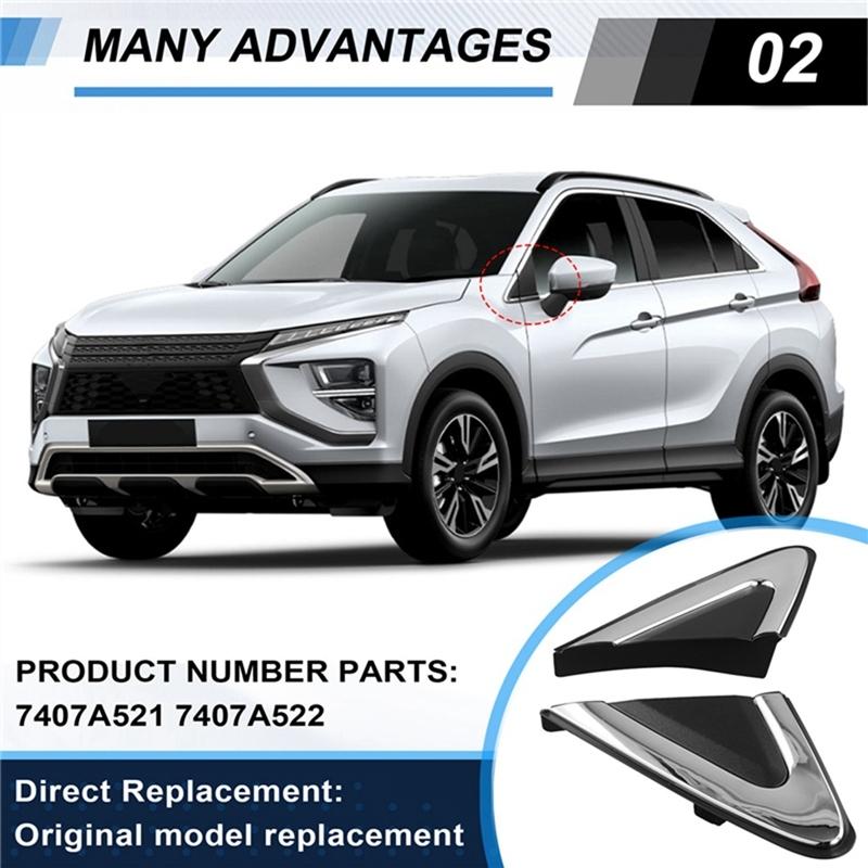 A58X-For Mitsubishi Eclipse Cross 2018- Side Mirror Triangle Fender Corner Cover Triangle Window Garnish Panel
