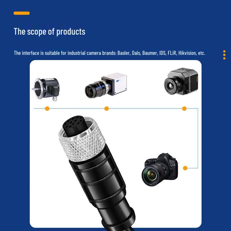 M12 12-Pin Type A Aviation Sensor Connector Cable