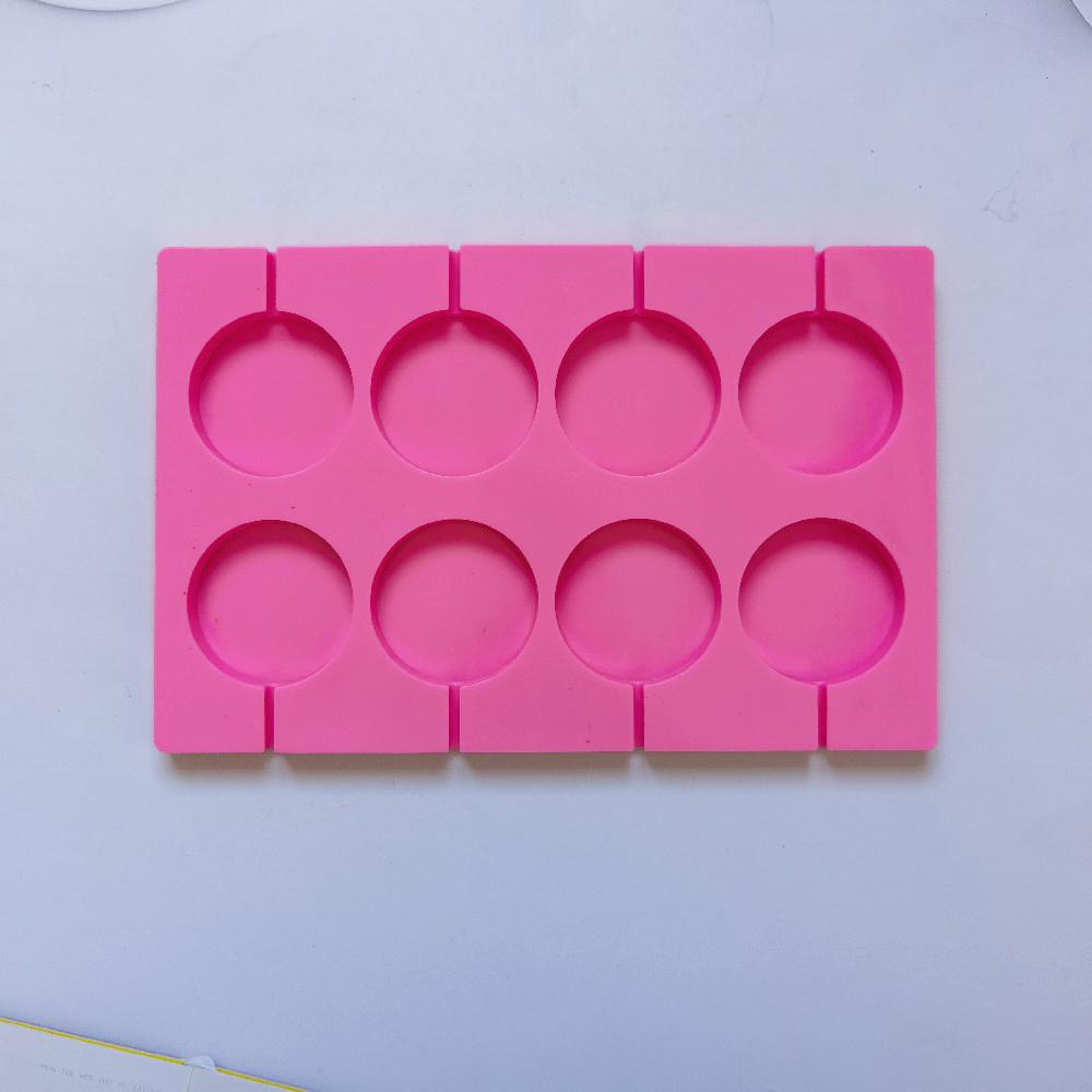 8-Cavity Round Silicone Lollipop Candy Mold Homemade Kids Cake Chocolate Cookies Mould Baking Pastry Decorating Tools