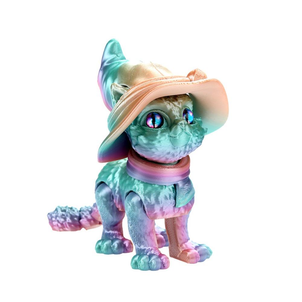Plastic Material 3D Printed Cat Model Realistic Design Cute Cat Figure  Desktop Display