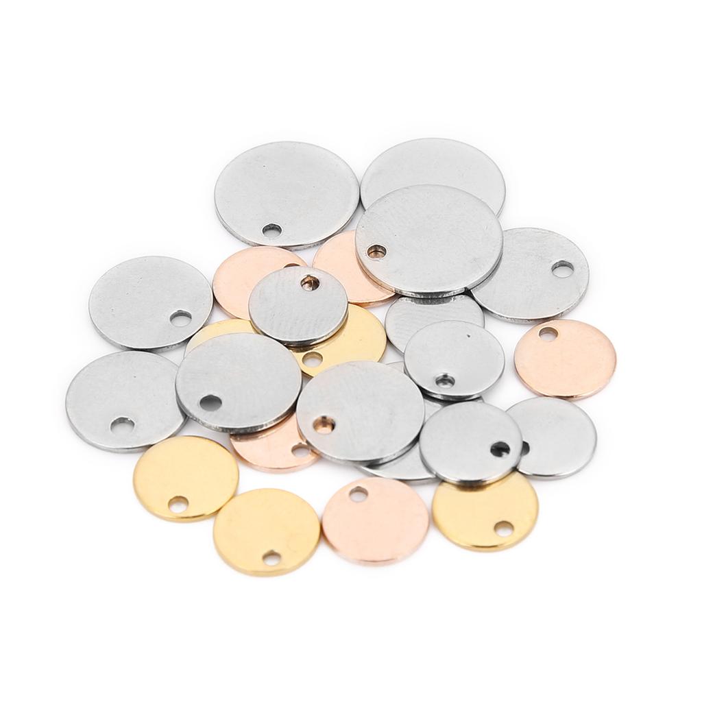 Louleur 6 8 10 12 15 20 25 30 40mm Round Stainless Steel Charms Pendant Blank Stamping Dog Tag Charms DIY Necklace Bracelet