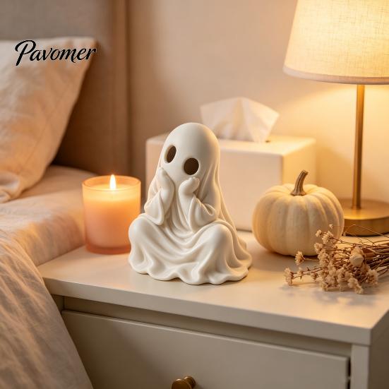 Decorative Ghost for Halloween Party 3D Printed Figurine, Cute Chin-Resting Spooky Desk Decor, Decor Funny Ornament Home And Tabletop Decoration Table
