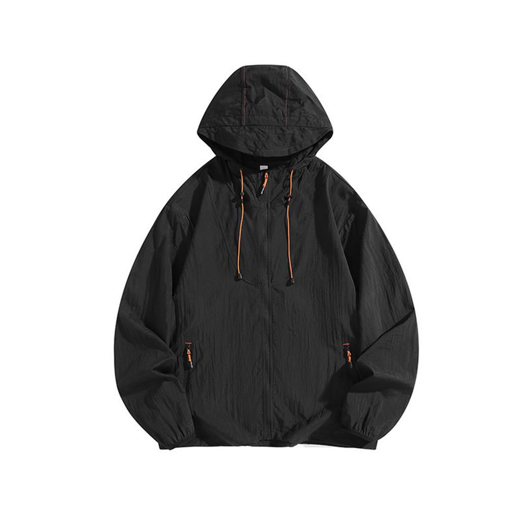 Unisex Lightweight Hooded Jacket Breathable UV Protection Thin Outdoor Windbreaker Full Zip Up Pocketed Coat for Travel