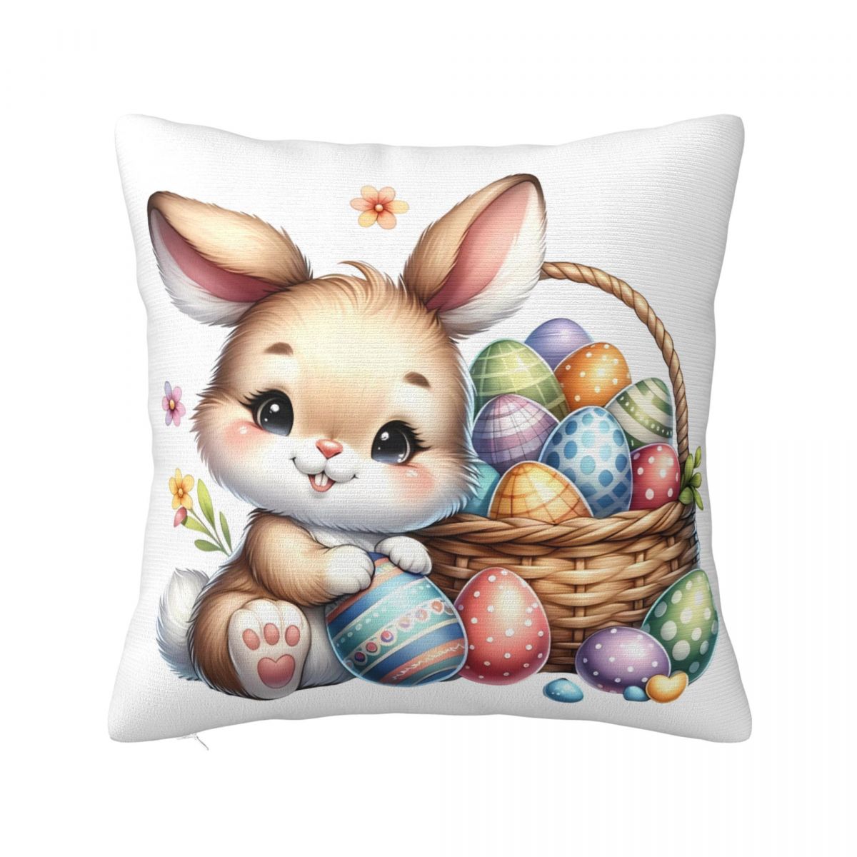 Милая пасхальная кроличья наволочка Яйцо Полиэстеровая наволочка Чехол для подушки Винтажные наволочки с принтом Для дивана Домашний декоративный 12x12Inch