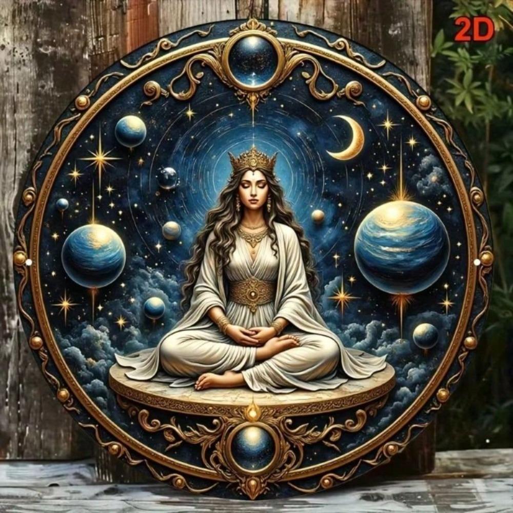 Metal Wall Art Cosmic Yoga Goddess Meditation Poster