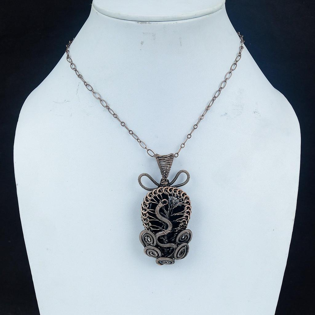 Black Onyx Jewelry,999 Copper Wire Wrapped Pendant Handmade Gemstone Jewelry, Gifts For Wife Brand New Pendant
