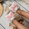 Bows Open Furry Slippers Women's Autumn and Winter Warm Slippers Fashion Slippers Indoor Living Room Slippers