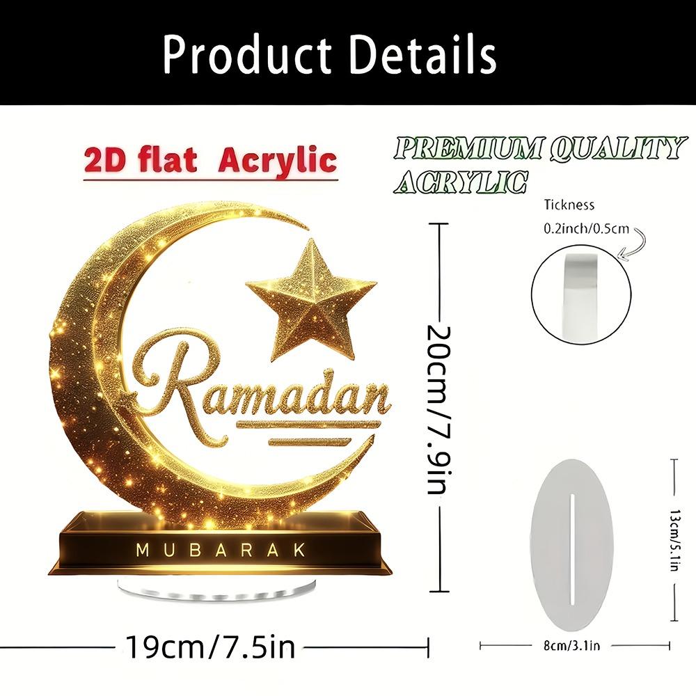 

New 2D Ramadan Decoration L-Shaped Design Acrylic Desktop Ornament Crescent Shape Mosque Mubarak Ornament Home Decor