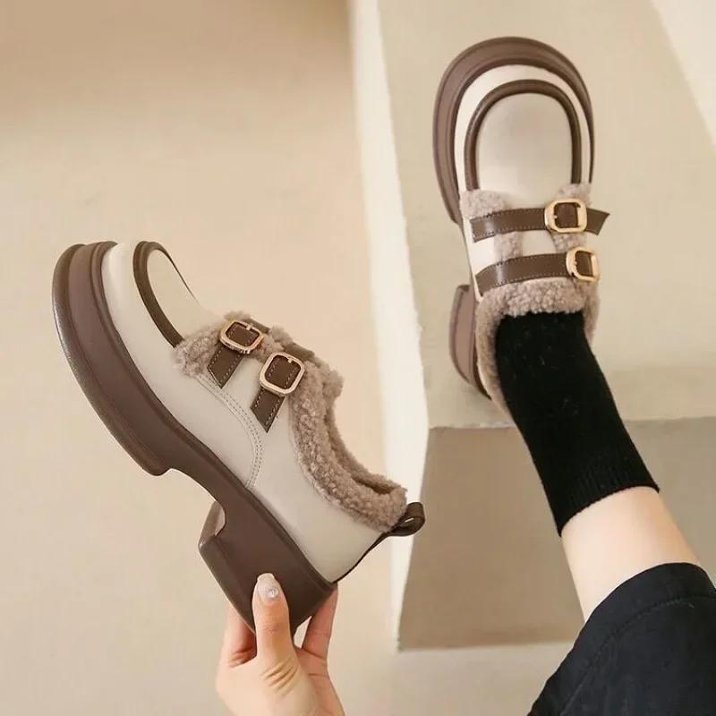 Fashion Large Size Warm Elegant With Medium Heels Snow Boots for Women Round Toe Woman Shoes High Quality Spring 2024 On Promotion 39 Pu