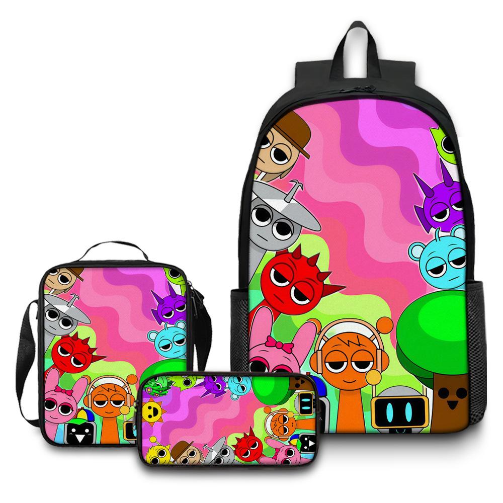 Rhythm Box Game Merchandise Schooltas Sprunki Cartoon Rugzak Lunchtas Etui Drie Delig Set