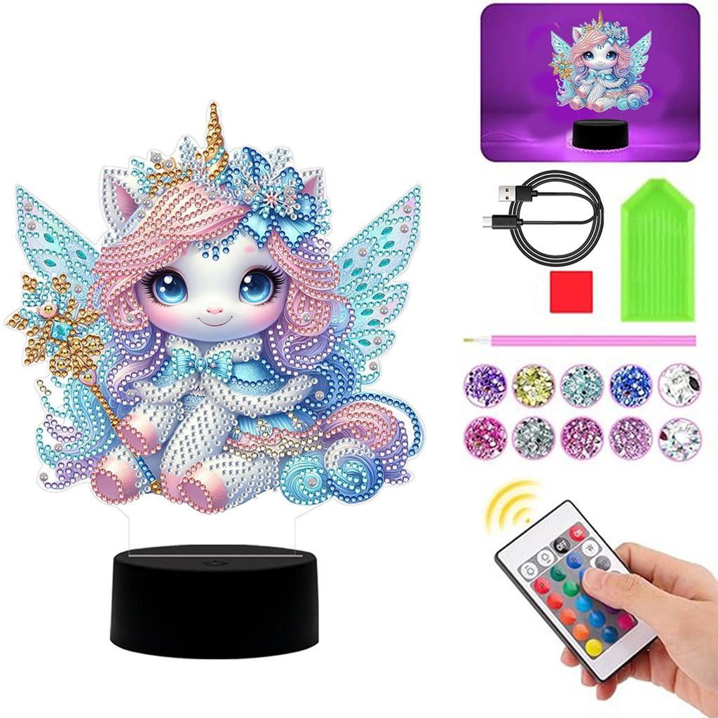DIY Unicorn Diamond Art Painting Lamp Diamond Painting Bedside Lamp Arts Crafts Home Decoration for Bedroom Decor Gifts