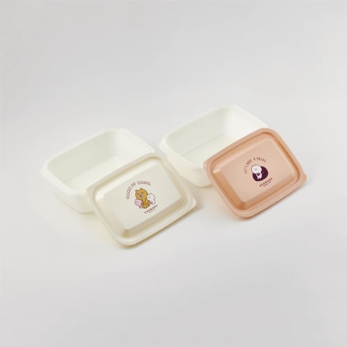 Skater Usamaru Storage Containers, 530ml X 2, Made In Japan, FCNN5W-A, Easy-to-Clean Grooveless, Microwave-Safe with Lid On