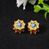 Ancient Gold Openwork Spacer Beads with Inlaid Blue Beads