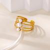 Geometric Multi-layered Pearls Rings For WomenStainless Steel Stackable Asymmetric Ring Wedding Christmas Jewelry Gift